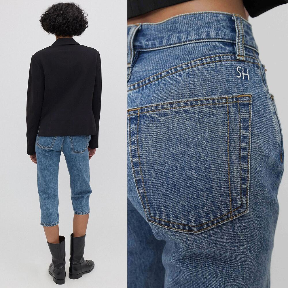STILL HERE NY Capri Cropped Jeans Classic Blue Denim Size 26 - Picture 4 of 16